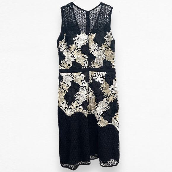 Adelyn Rae Lizette Dress Black Gold Champagne Lace Midi Small New With Tags - Picture 4 of 11